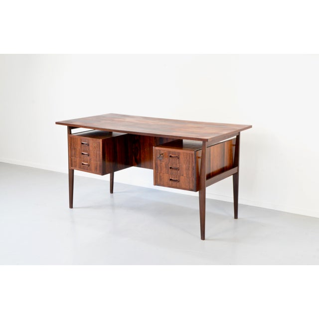 Brown Mid-Century Modern Danish Executive Desk in Teak For Sale - Image 8 of 13