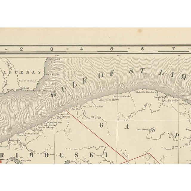 Antique Map of Quebec with Gaspé Inset from Rand McNally, 1899 For Sale - Image 4 of 12