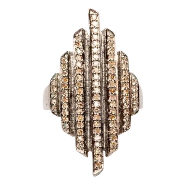 Art Deco Style Pavé Diamond Cocktail Ring For Sale