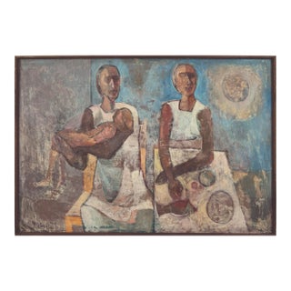 Mid-Century Modern Figural of Two Women and Child by Harold Kitner Kent State For Sale