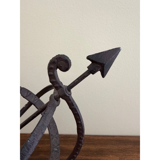 Rustic Iron Armillary Sphere Sundial on Pedestal – European Garden Accent For Sale - Image 4 of 11