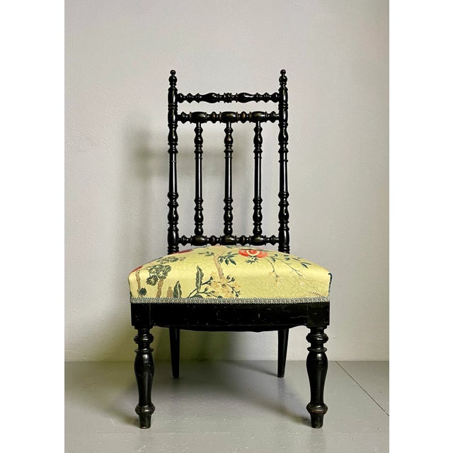 1950s European Parlor Chair refurbished and done with a floral pattern from the firm Nobilis. This chair fits well with a...