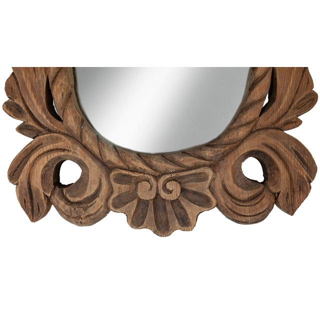 Unusual shaped, Vintage Hand Carved Wooden Mirror from Mexico. From the 80's A Charming Mirror that adds Character to any...
