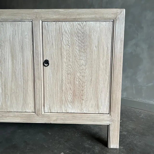 Custom Made Elm Wood 3 Door Buffet Cabinet For Sale In Los Angeles - Image 6 of 11