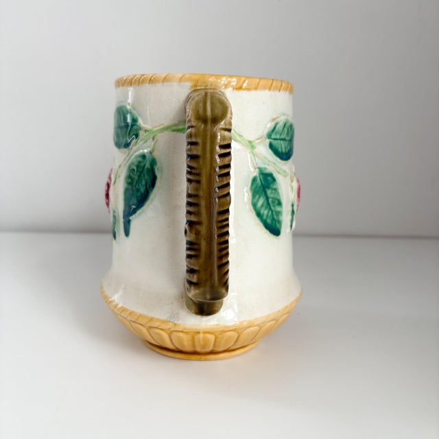 Cream Antique English Rose Majolica Pitcher For Sale - Image 8 of 10