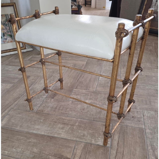 Maitland Smith Gilt Metal Bench For Sale - Image 9 of 12