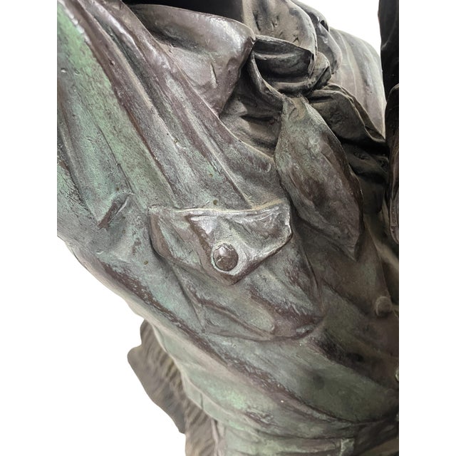 Bronze 1980s Monumental Signed Bronze Figurative Sculpture of Children by J. Davidson on Marble & Rosewood Pedestal For Sale - Image 8 of 15