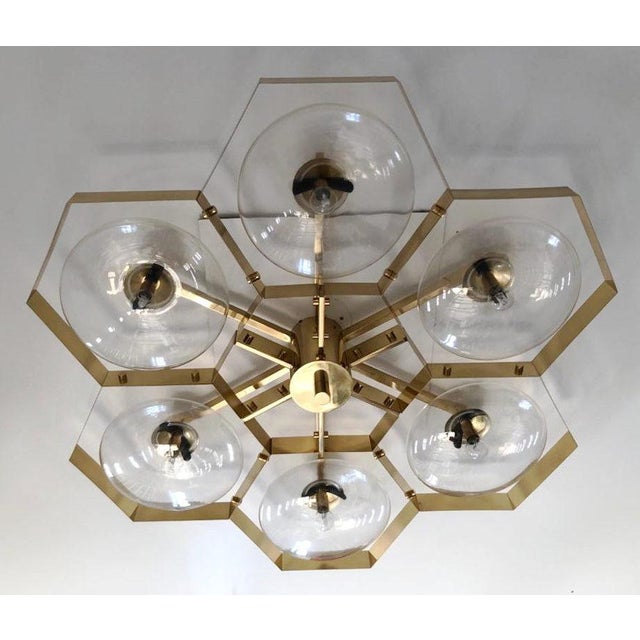 Italian 21st Century Hive Polished Brass Clear Murano Flush Mount by Fabio LTD For Sale - Image 3 of 8