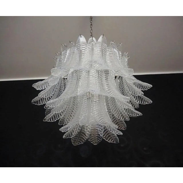 Italian Murano Three-Tier 48 Transparent Felci Glass Chandelier For Sale - Image 11 of 11