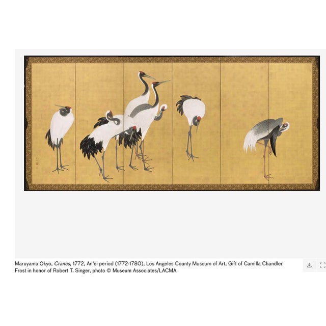 18c Edo Japanese Screens Pair Cranes Gold Leaf on Paper Signed Antique Framed Set of Two Folding Byobu For Sale - Image 13 of 15