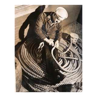 1939 Us Navy Sailor and Rope Photograph For Sale