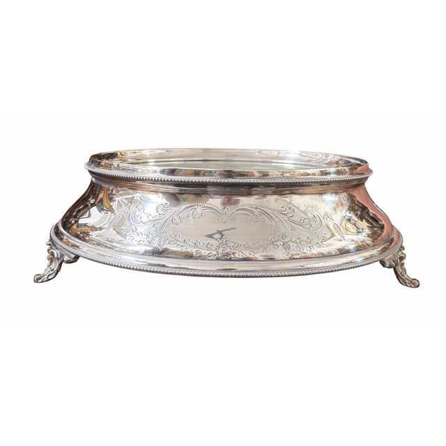 Metal Antique Silver Mirrored Bureau Plateau Vanity or Cake Tray For Sale - Image 7 of 7