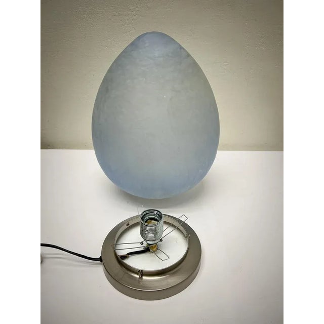 Large Italian Egg-Shaped Blue Glass Table Lamp, 1970s For Sale - Image 10 of 12