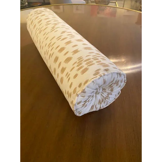 2020s Le Touches Neutral Print Custom Bolster Pillow For Sale - Image 5 of 9