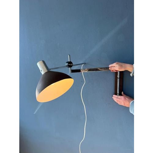 Vintage Swivel Arm Wall Lamp with Brown Shade from Dijkstra For Sale - Image 13 of 13