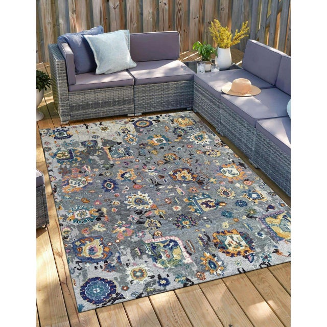 Contemporary 9x12 Classic Willow Gray Tribal Floral Hand Knotted Wool Carpet Rug For Sale - Image 3 of 4