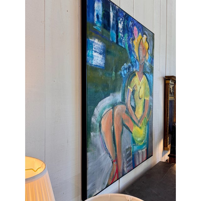 Textile "Yellow Dress" by James Brown, Oil on Canvas For Sale - Image 7 of 7