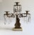 Antique Brass Soldier Victorian 3 Arm Girandole Candlestick With Marble Base & Prisms For Sale - Image 14 of 17