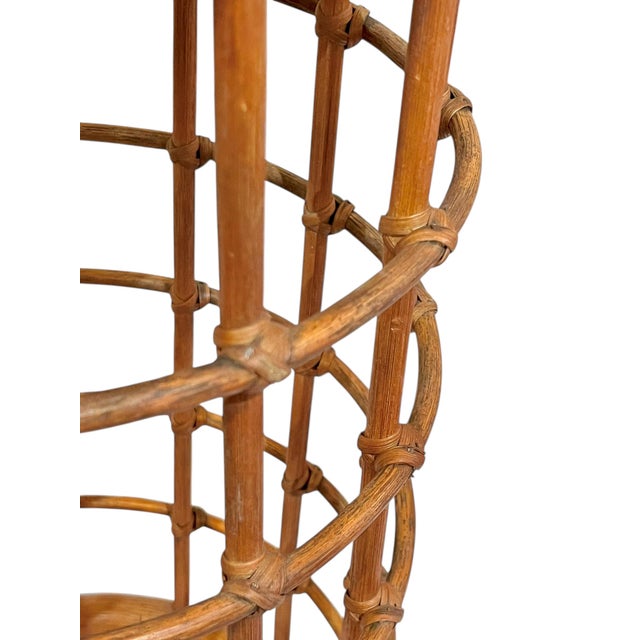 French Provincial Vintage French BoHo Bamboo and Rattan Umbrella Stand For Sale - Image 3 of 16