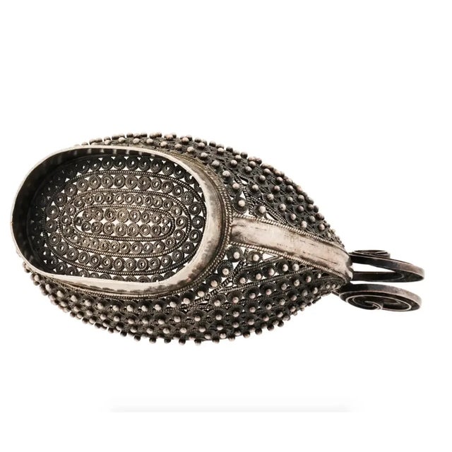 Mid 20th Century Vintage Silver Scrolling Filigree Pattern Kovsh For Sale - Image 5 of 7