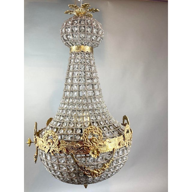 1960 French Louis XVI Gilt Bronze Chandeliers - Pair For Sale - Image 11 of 18