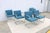 2010s MCM Ludwig Mies Van Der Rohe Brno Tubular Chairs Blue Fabric by Gordon, Set of 6 For Sale - Image 5 of 18