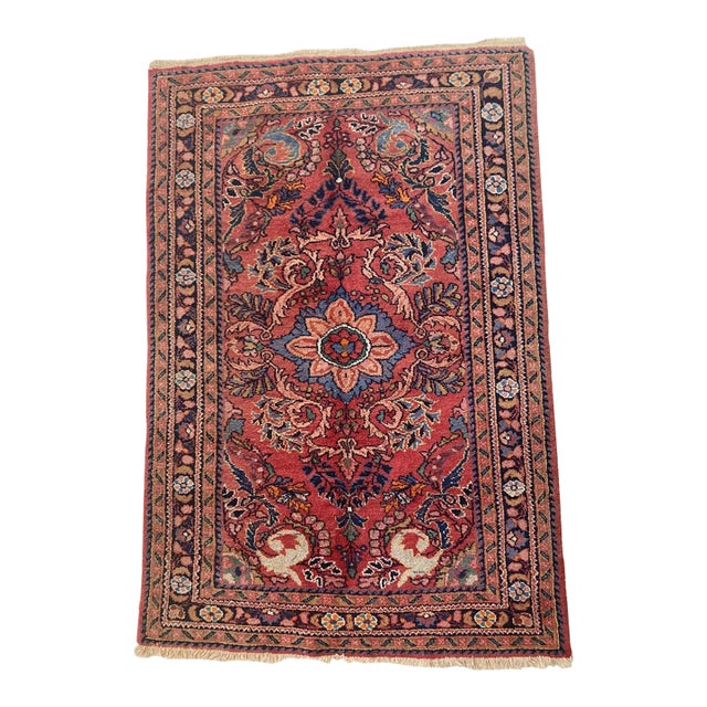 Antique Hand-Knotted Turkish Rug, Wool, Floral Design, 1940, Turkey For Sale