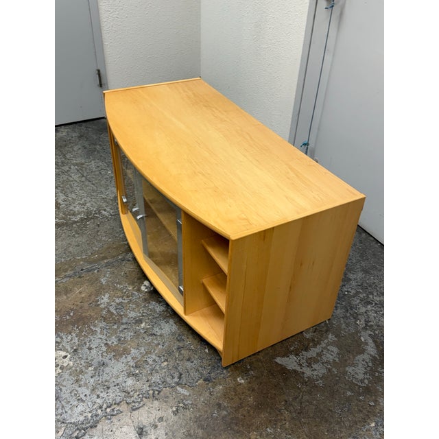 Postmodern Maple Wood Veneer Media Cabinet For Sale - Image 3 of 12