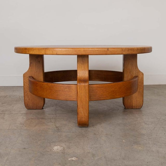 French 1950s French Solid Oak Coffee Table For Sale - Image 3 of 15