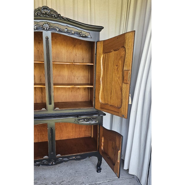 1920s Wardrobe Cabinet, Armoire, Black Distressed Style, French , Farm House Style For Sale In Los Angeles - Image 6 of 17