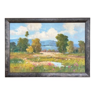 California Wildflowers Impressionist Oil Painting, Framed For Sale