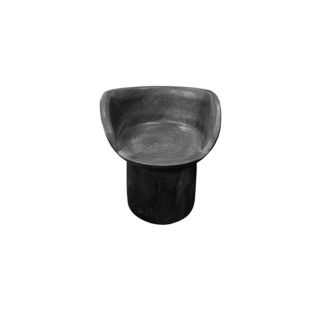 Sculptural Suar Wood Chair Burnt Finish, Modern Organic For Sale - Image 6 of 8