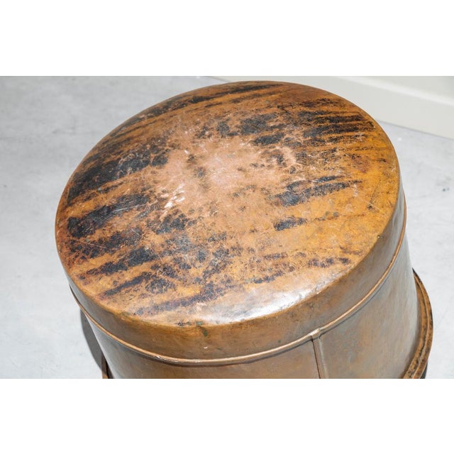 Large Spanish Antique Copper Cauldron For Sale - Image 4 of 7