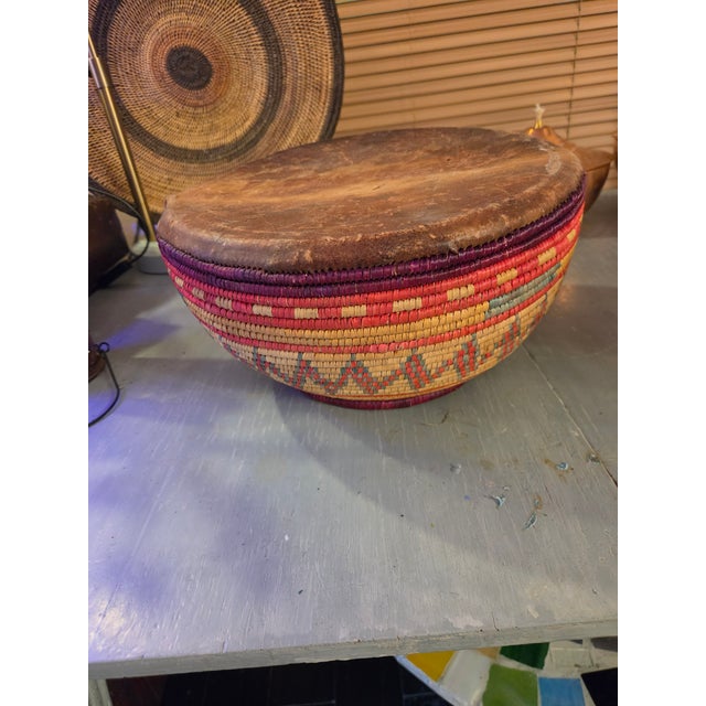 African Vintage African Ceremonial Drum For Sale - Image 3 of 4