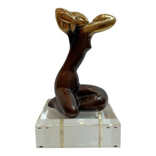 Bronze Sculpture Female on Acrylic Base For Sale