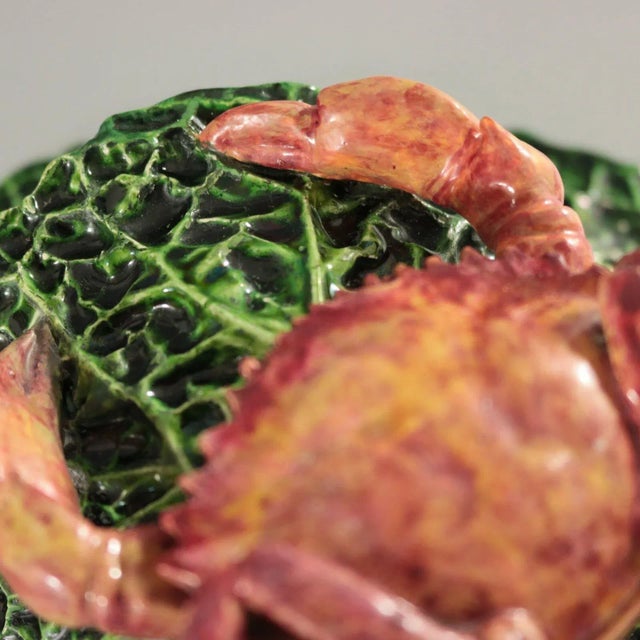 Cunha Palissy Majolica Crab Wall Pocket For Sale - Image 9 of 13