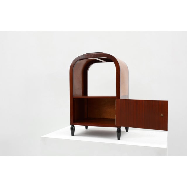 Art Deco Arched Side Table with Storage Unit and Black Marble Top, France, 1920s For Sale - Image 3 of 16