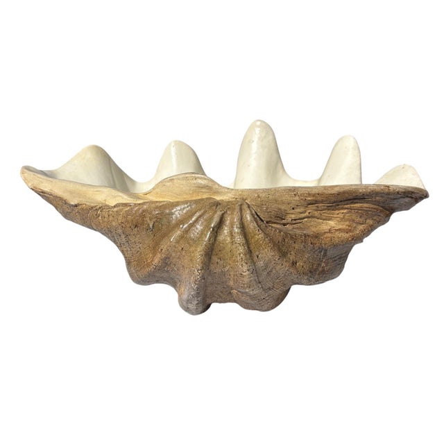 Large Faux Giant Clam Shell Centerpiece Bowl For Sale - Image 12 of 16