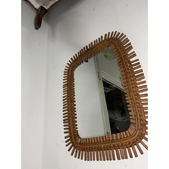 Wood Vintage Mirror in Bamboo, 1960s For Sale - Image 7 of 11
