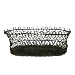 Antique 19th Century Victorian French Oval Wire Garden Basket or Planter