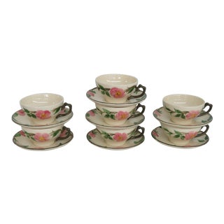 Vintage Franciscan Desert Rose Style Tea Cupsnd Saucers - Service for 7 For Sale