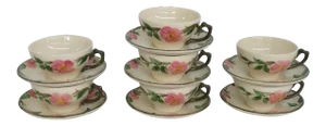 Vintage Franciscan Desert Rose Style Tea Cupsnd Saucers - Service for 7