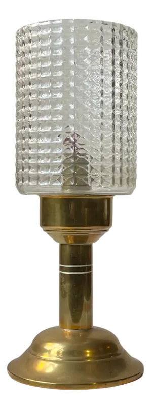 Vintage Scandinavian Table Oil Lamp in Brass and Diamond Glass, 1970s