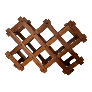 Vintage Goodwood Teak Folding 10 Bottle Wine Rack