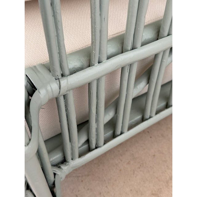 Restored Mid-Century Coastal Rattan Sofa in Catalina With Sunbrella Fabric For Sale In Naples, FL - Image 6 of 12