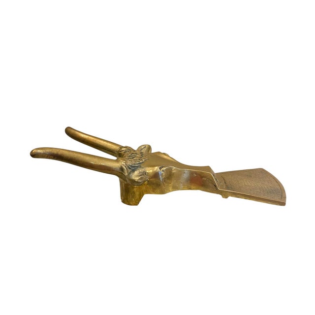 Mid-Century Modern Vintage Brass Longhorn Boot Jack / Shoe Horn For Sale - Image 3 of 5