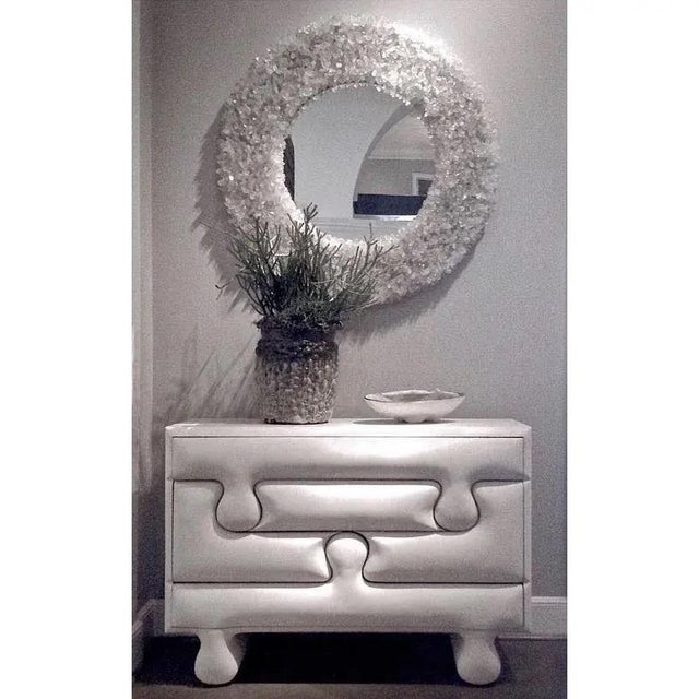 Traditional Contemporary Marjorie Skouras Circular Style Quartz Crystal Mirror 18x18 For Sale - Image 3 of 3