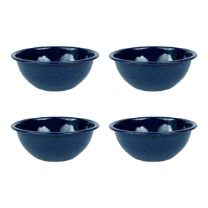 Crow Canyon Home Enamelware, Stinson Speckle 20 oz. Cereal Bowls in Navy - Set of 4