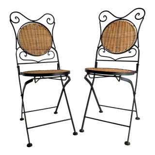 1930s French Iron Bistro Chairs - A Pair For Sale