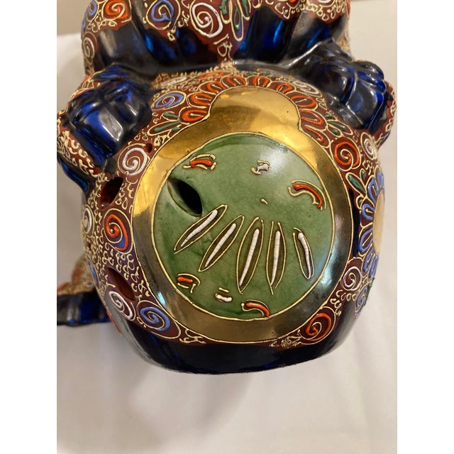 Japanese Taisho Period Cobalt Blue Kutani Foo Dogs Shishi / Temple Lions For Sale - Image 11 of 17